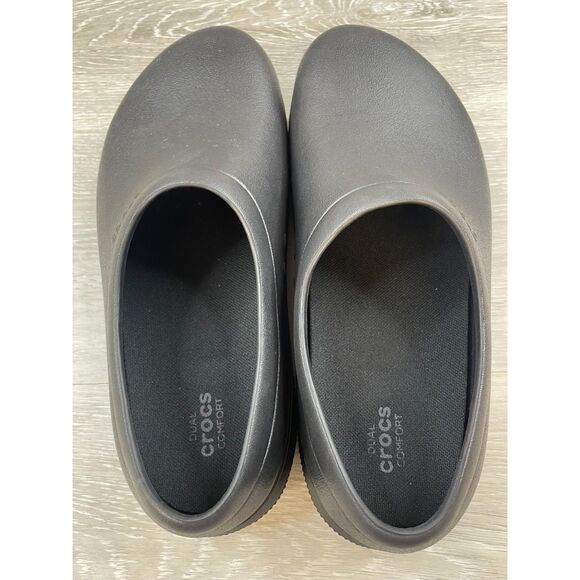 Crocs On The Clock Women's Clog Work Slip-On Rubber US 12 Black Comfort Shoes - Picture 4 of 11